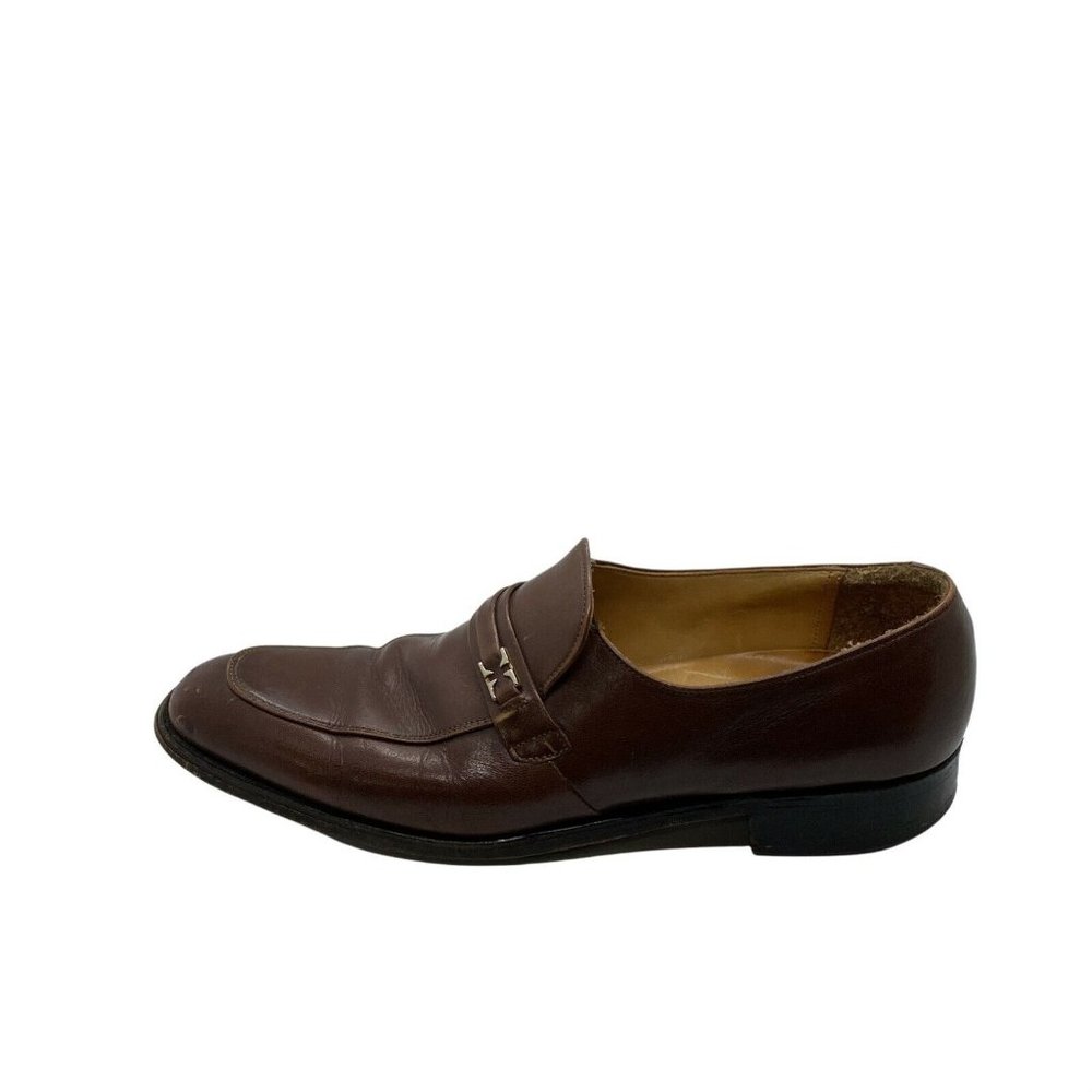 Hanover Mens 2528 Brown Leather Round Toe Low Top Casual Loafer Shoes Size 9
